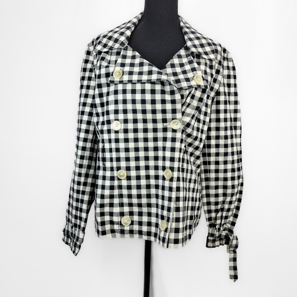 LAUREN RALPH LAUREN Black and White Checkered Double-Breasted Jacket Size Large - Picture 1 of 9